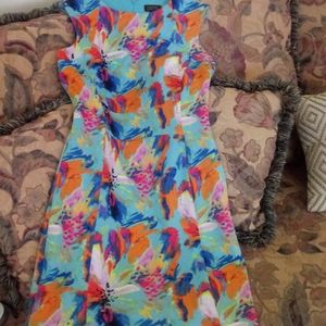 Tahari dress sz 8 blue orange pink